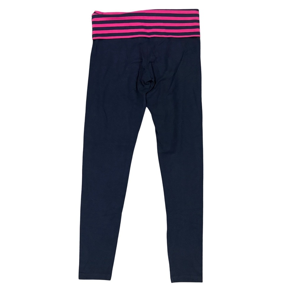 VTG Y2K Abercrombie Fitch Navy Pink Stripe Foldover Waist Leggings Women's Small - Picture 5 of 5